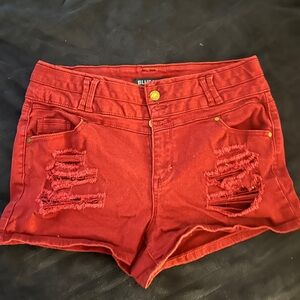 Blue Spice Red Distressed Jean Shorts